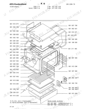 Взрыв-схема плиты (духовки) Aeg 7055 F W - Схема узла Section2